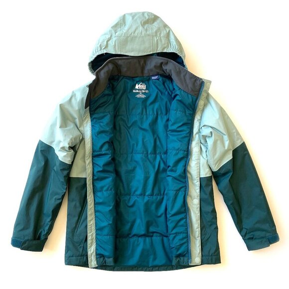 REI Co-Op Kids Insulated Rain Jacket Hooded Waterproof Windproof Warm Size M - Picture 2 of 16